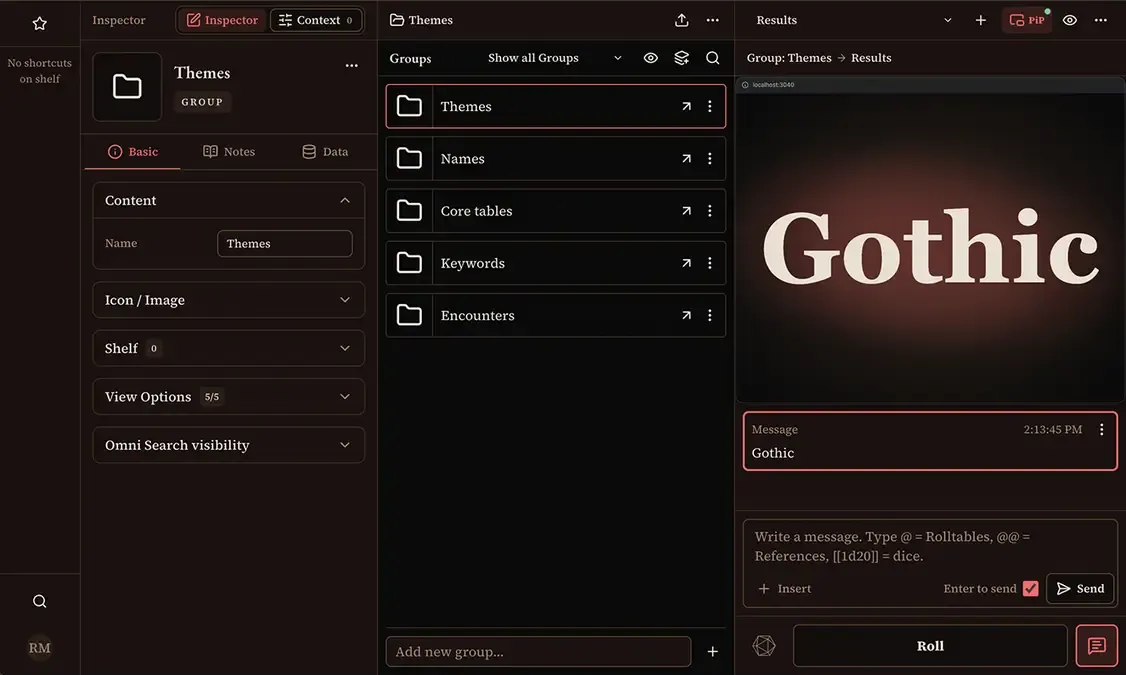 Gothic theme for horror, dark fantasy, or vampire settings