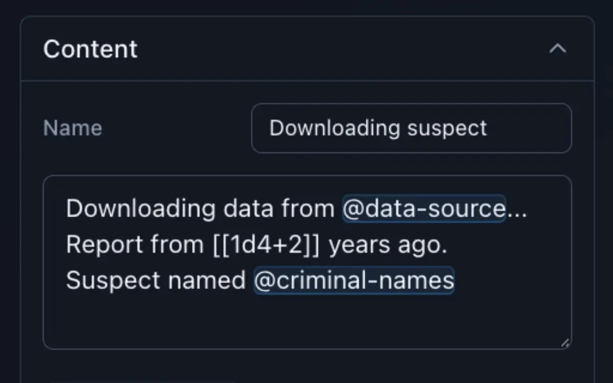 Suspect Entry text containing Rolltable mentions and a dice formula